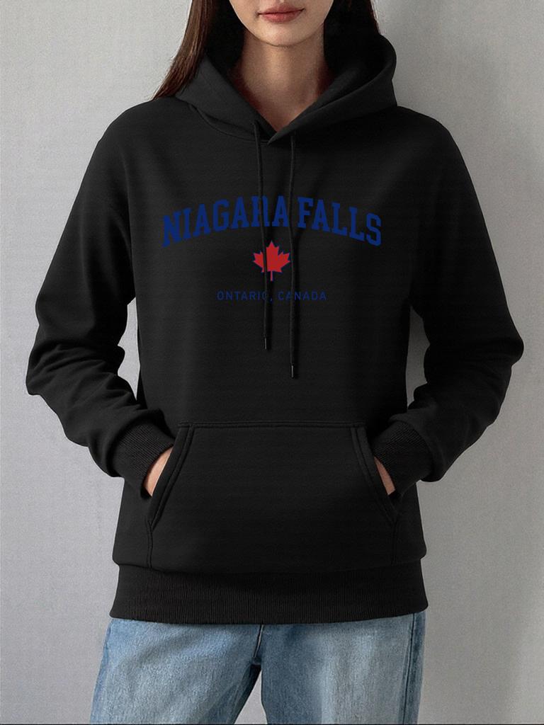 Niagarafälle Ontario Kanada Drucke Kapuzenpullover Damen Lässig Tasche Pullover Winter Fleece Warmes Sweatshirt Bequeme Lockere Kleidung
