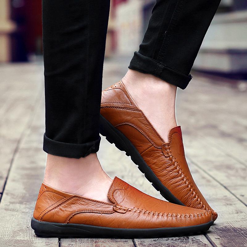 Leather shoes Men's loafers fashionable thick-soled lightweight mens sports shoes large-sized new men business casual shoes