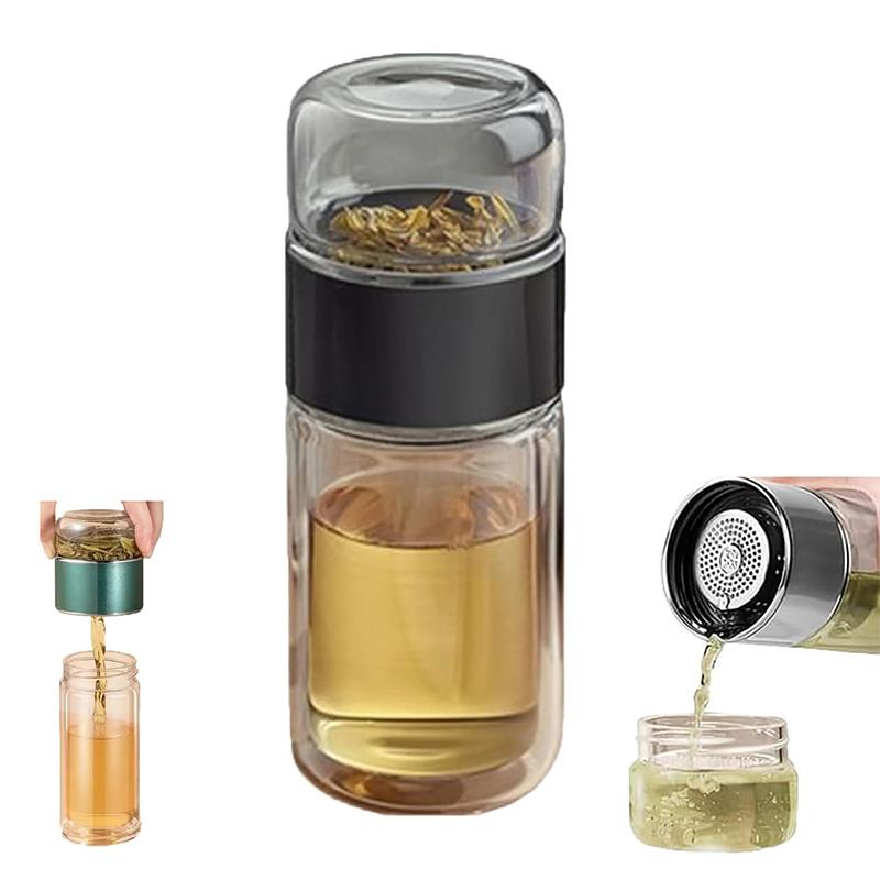 

500Ml/17Oz Tea Tumbler Tea Infuser Bottle Double Layer Glass Travel Tea Mug Loose Leaf Tea Strainer Tea Cup Glass Tumbler