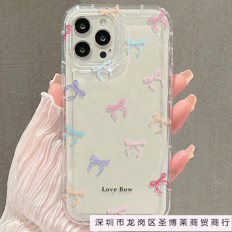 Full Screen Bow TPU Mobile Phone Case for iPhone11/12/13 Apple 15/14promax Transparent 16 Soft