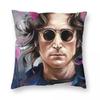 John Lennon Hippie Square Pillowcase Polyester Linen Velvet Printed Zip Decorative Throw Pillow Case Car Cushion Cover