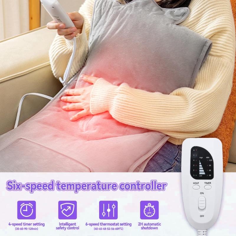 Large Electric Heating Pad For Muscle Relaxation Full Back Coverage Flannel Fabric With Safety Shut Off 120V