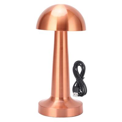 Lampada da tavolo a forma di fungo senza fili, ricaricabile tramite USB, 3 colori, regolabile, dimmerabile, in metallo, carina, lampada da comodino