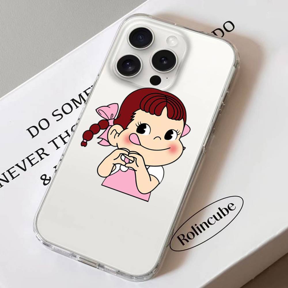 Fujiya Milky Peko Chan Phone Case For IPhone 17 16 15 11 14 12 13 16 Pro Max X XR XS Max Plus Clear Soft Cover