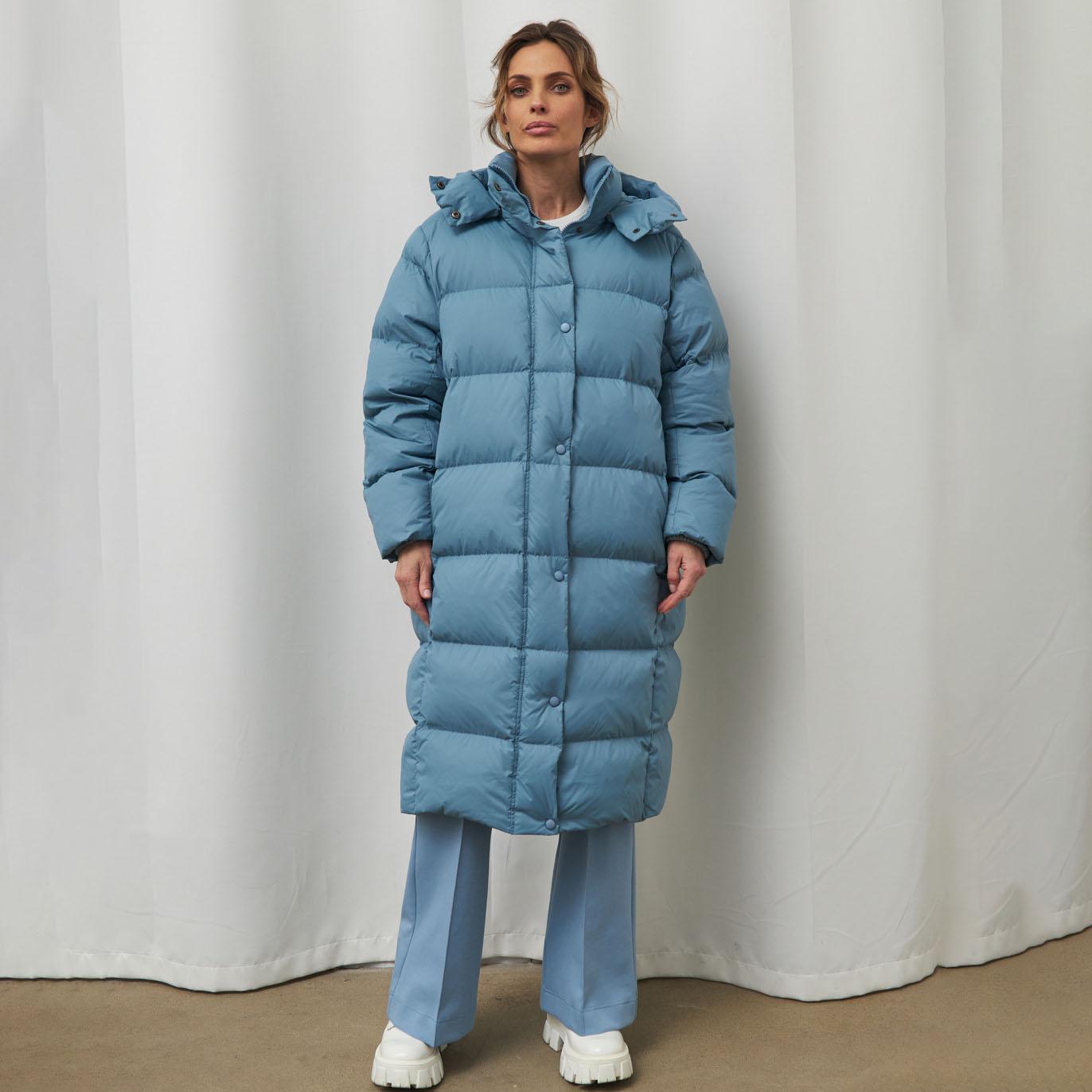 

Осінньо-зимова тепла пухова парка, жіноча повсякденна одноколірна кишеня, вільні довгі куртки з капюшоном, верхній одяг L синій