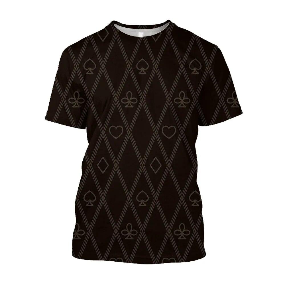 Módní 3D hrací pokerová karta Estetická trička s potiskem Muži Funny Casino Grafika Trička Harajuku Oblečení Topy s krátkým rukávem