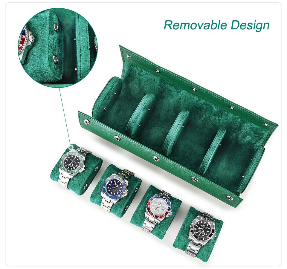 Four-Piece Genuine Leather Mechanical Wristwatch Set with Handmade Travel Storage Box
