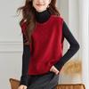 Red Round Neck Vest New Spring Dress Korean Retro Twist Knitted Vest Top for For Women
