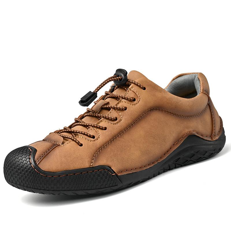 Men's shoes four seasons new lightweight large size casual leather shoes retro versatile non-slip shoes low-top shoes hand-sewn