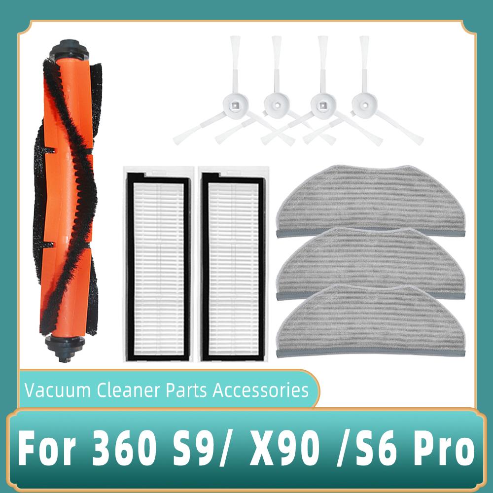 For 360 S9 S6 Pro X90 X95 Robotic Vacuum Cleaner HEPA Filter Roll Main Brush Side Brush Mop Cloth Rag  Spare Parts Accessories