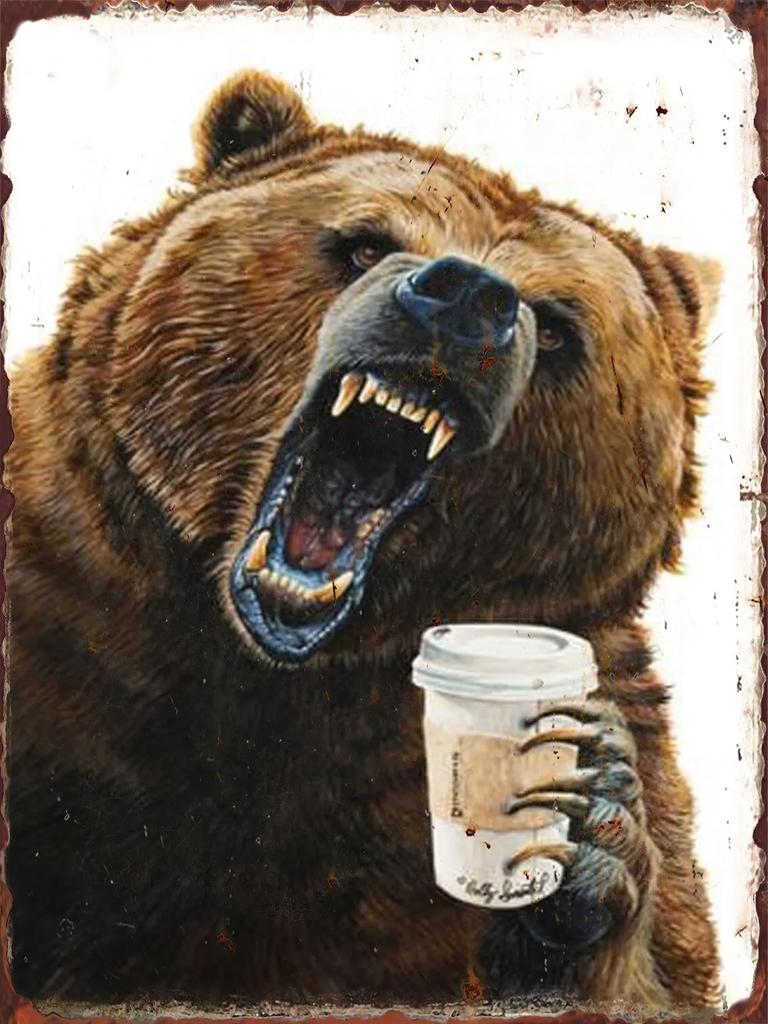 Funny Coffee Animals Metal Tin Sign Kids Room Wall Art Decor Bedroom Hallway Garage Plaques Home Accessories
