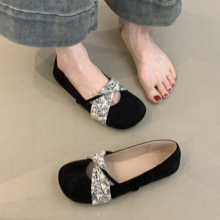 Soft Leather Version~ Retro Round Head Ballet Single Shoes Women's Shallow Mouth Flat Shoes Gentle Evening New Chinese Mary Jane Shoes