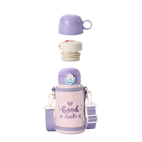 SANTECO MARA Thermos Water Bottle, 550ml, for Kids, with Straw, Direct Drinking, 2-Way Design, Sports Drink Compatible, Carbonated Drink Compatible, K