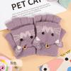 New Children's Half-finger Gloves Winter Velvet Thickened Children's Cute Cartoon Cat Antifreeze Warm Flip Gloves