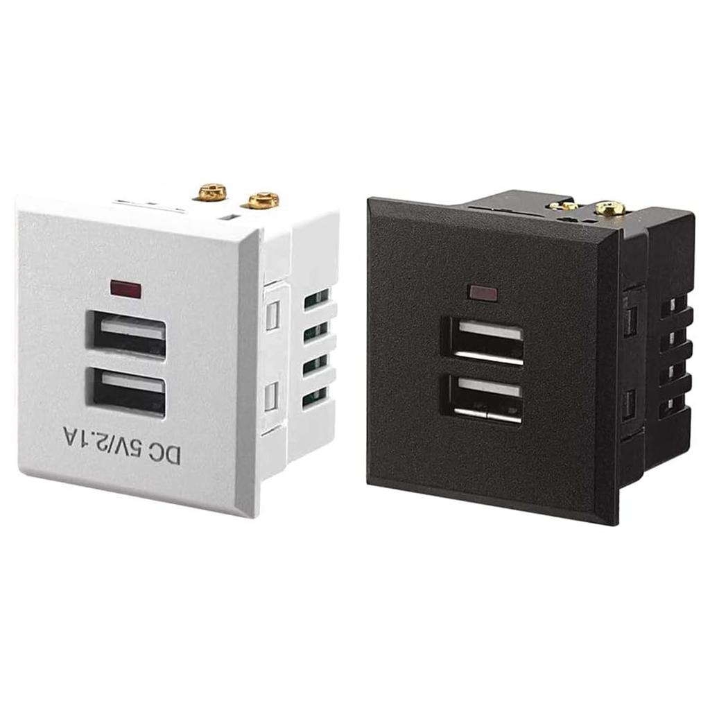 5V 2.1A Double USB Power Socket Embedded Double USB Desktop Receptacle Charging Power Panel Module Outlet Replacement