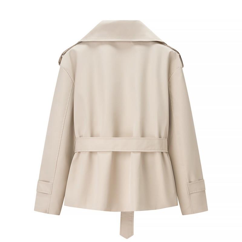 ZARZ Womens Casual Solid Color Belted Short Jacket Loose Fit Blazer Collar Daily Wear