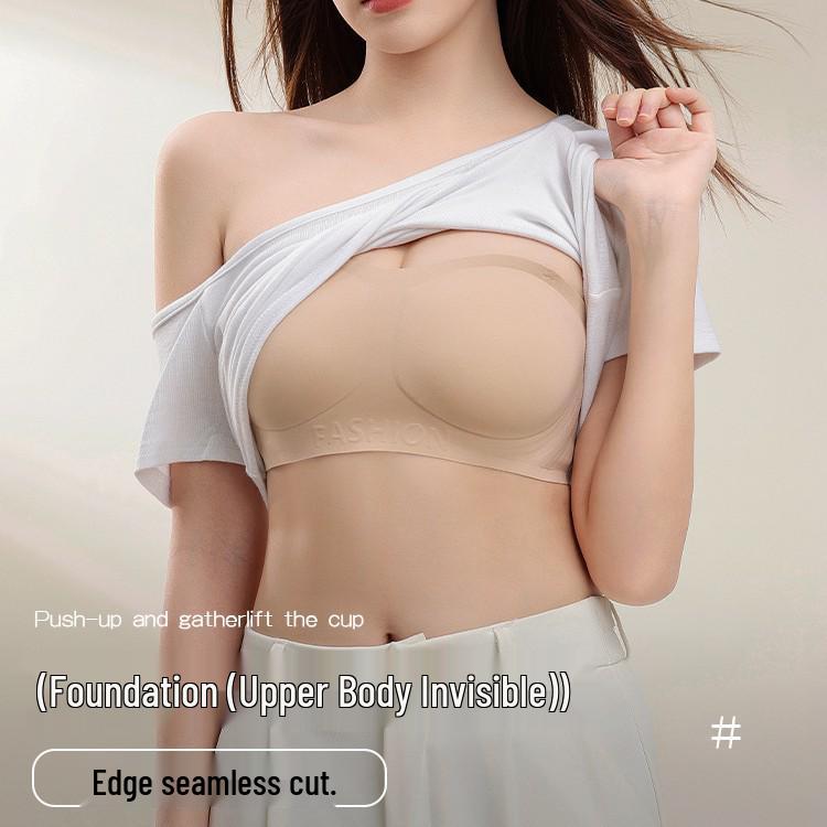 Invisible Strapless Anti-Slip Bra for Women - Seamless Gathered Bandeau for Small Chests