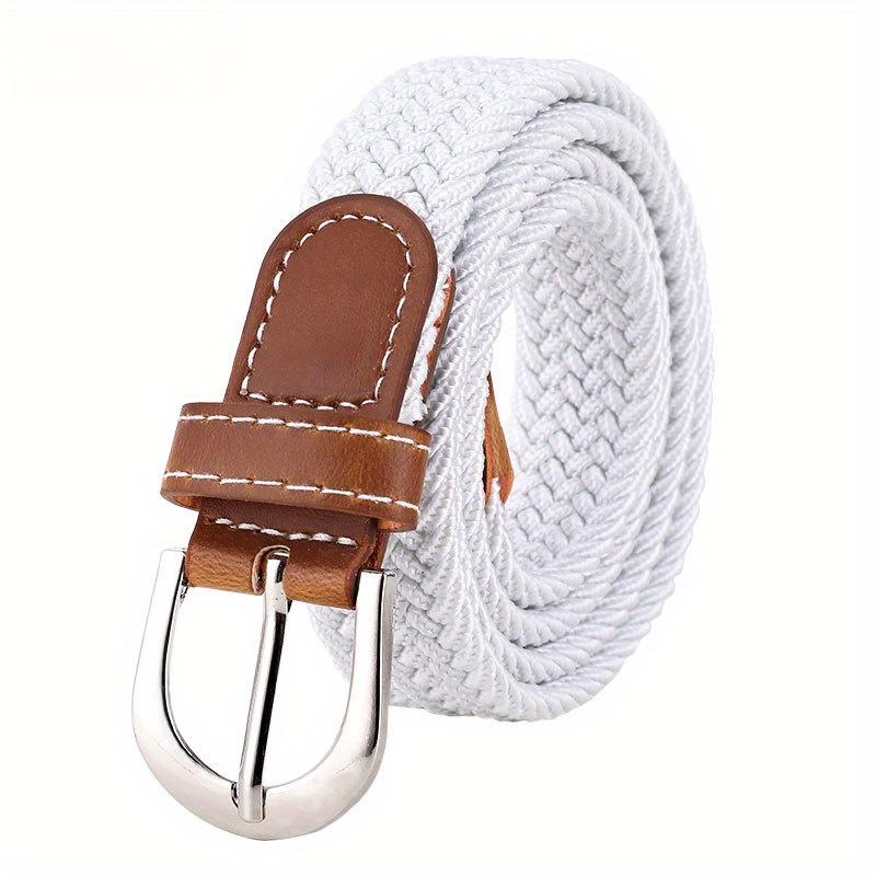 Unisex Casual Knitted Pin Buckle Jeans Belt Woven Canvas Elastic Expandable Stretch Belts for Women Men Girdle