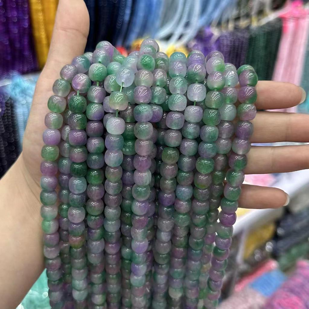 9x10 Natural Chalcedony Beads: Multicolor Morganite, Tourmaline, Amazonite Barrel Beads for DIY Jewelry