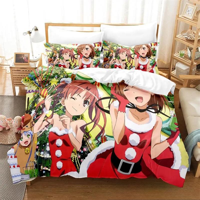 Misaka Mikoto A Certain Magical Index Railgun Bedding Set,Girls Adult Single Twin Queen Size,Duvet Cover Pillowcase Bedding