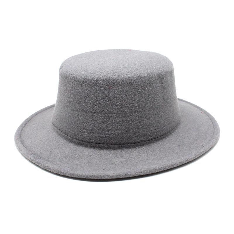 European, American And British Style Flat Top Top Hat, Autumn And Winter Parent-Child Big-Brimmed Gentleman'S Hat, Men'S Fashion Woolen Hat