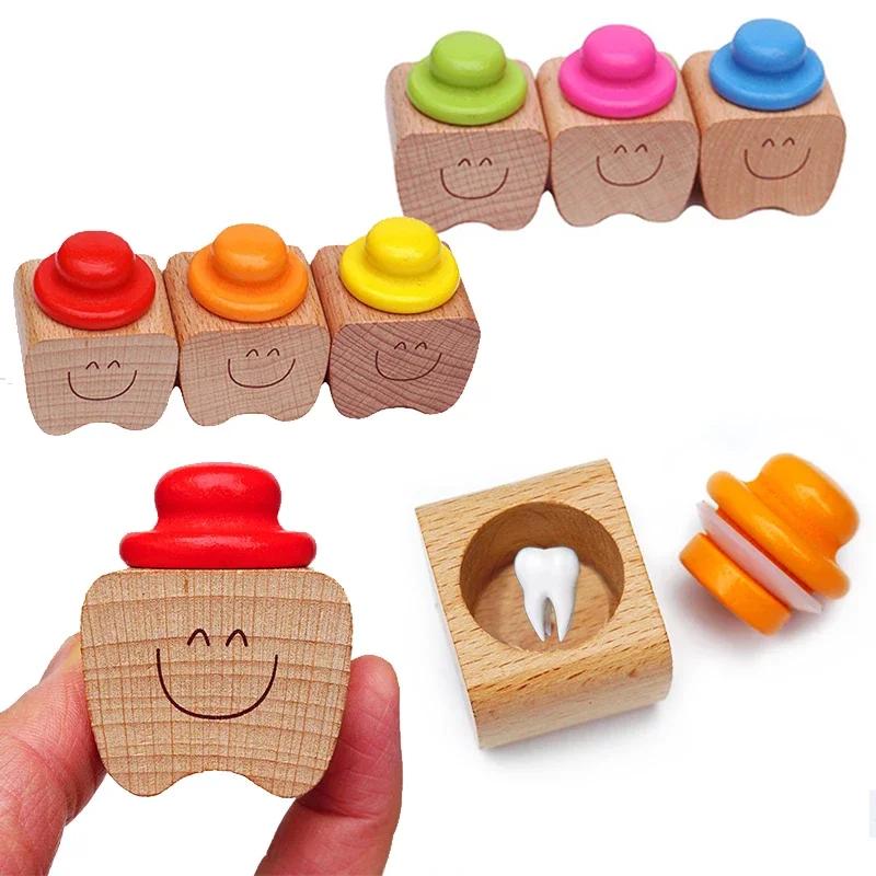 Wooden Baby Tooth Box Milk Teeth Organizer Storage Collection Boy Girl Souvenir Case Infant Kid Cute Gifts for Children Keepsake