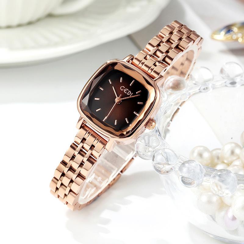 Simple And Compact Dial Women'S Watch Retro Schoolgirl Square Steel Belt Quartz Watch