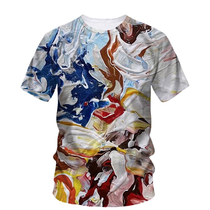 Trendy Cool Bohemian T-shirt Men's Summer Trend Casual Personality Street Graffiti Print Crew Neck Short Sleeve T-shirt Top