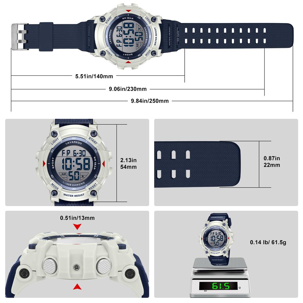 Digital Large Sports Stylish and Simple LED Outdoor Instruction Manual Included Men's Watch, Multifunctional, Screen, Waterproof, Watch, Design,