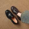 Krazing Pot Sheepskin Autumn Winter Shoes Slip on Chunky Heels Oxford Shoes Size 43 Round Toe Deep Mouth Waterproof Pumps