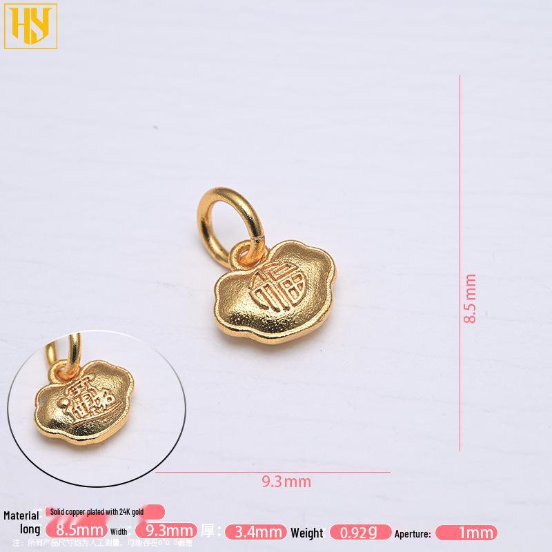 Copper-Plated Gold Enamel Peace Lock Key Pendant - Retro Festive Jewelry Charm Necklace Accessory