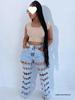 European & American Women's High-Waisted Ripped Jeans - New Street Fashion Hollow Straight-Leg Pants