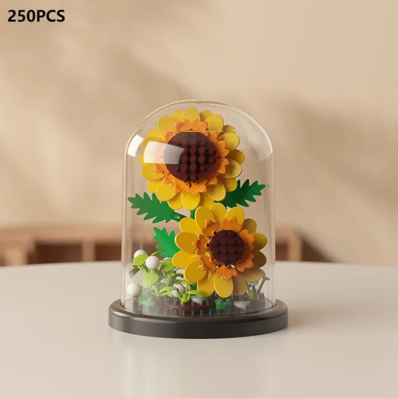 3D Eternal Bouquet Building Blocks MOC Flower Building Set - DIY Eternal Bouquet Display Box Brick Toy for Home Office Decor