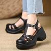 8CM retro style bag head thick-soled thick-heeled sandals women's 2025 summer new versatile skirt shallow high heels
