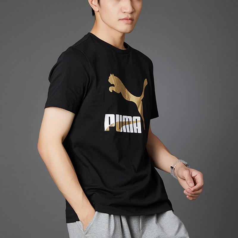 Puma Classics Logo T-Shirt 'Black Gold' Men's 532280-01