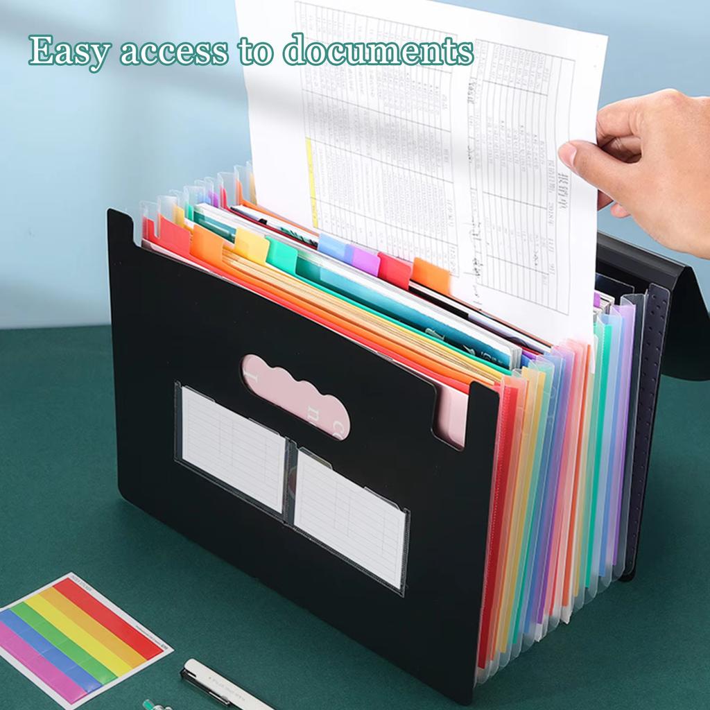 Pockets Accordian File Folder Expanding File Organizer Filing Box Multicolored Paper/Bill/Receipt/Document Holder Bag A4