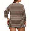 Damen 3/4 Ärmel Tops Übergröße Button-Down V-Ausschnitt Hemden Blusen Lässig Druck Locker