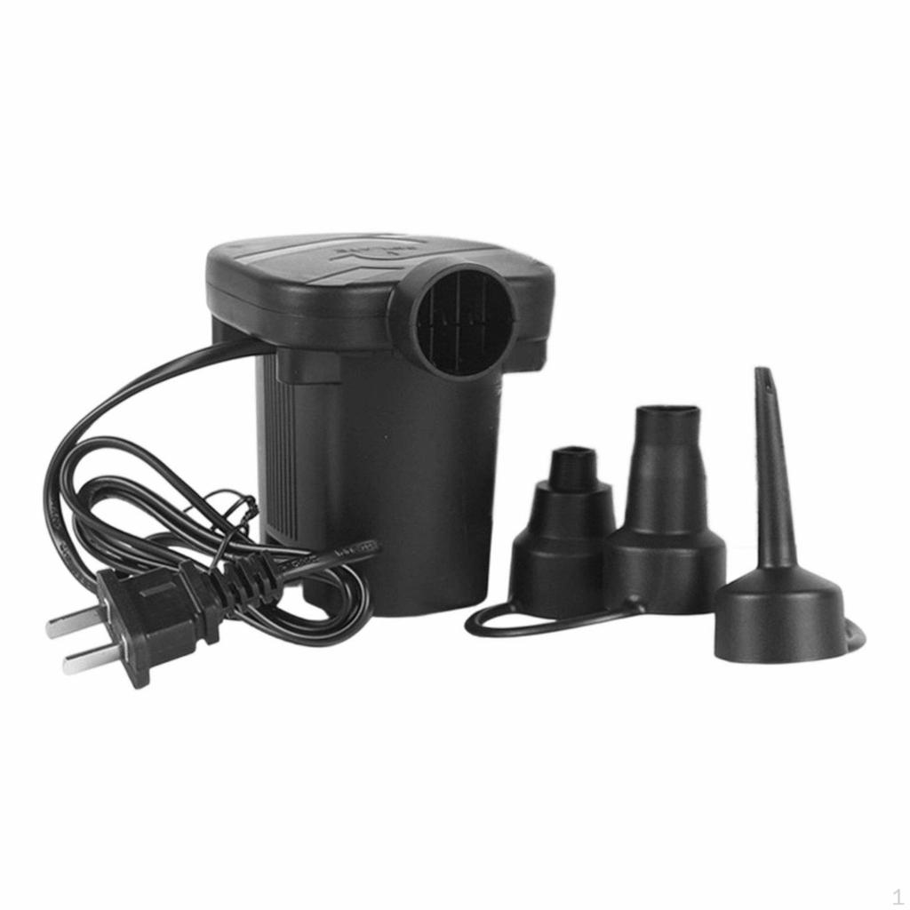 Electric Air Pump 3 Nozzles Included Inflator Deflator Quiet for Poolside, Camping, Travel