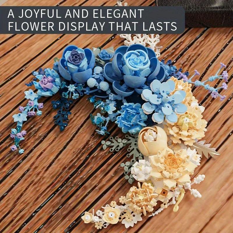 934PCS Eternal Moon Flower Building Blocks Wall Hanging Home Decoration Bouquet Model Bricks Kids DIY Toys Holiday Gifts