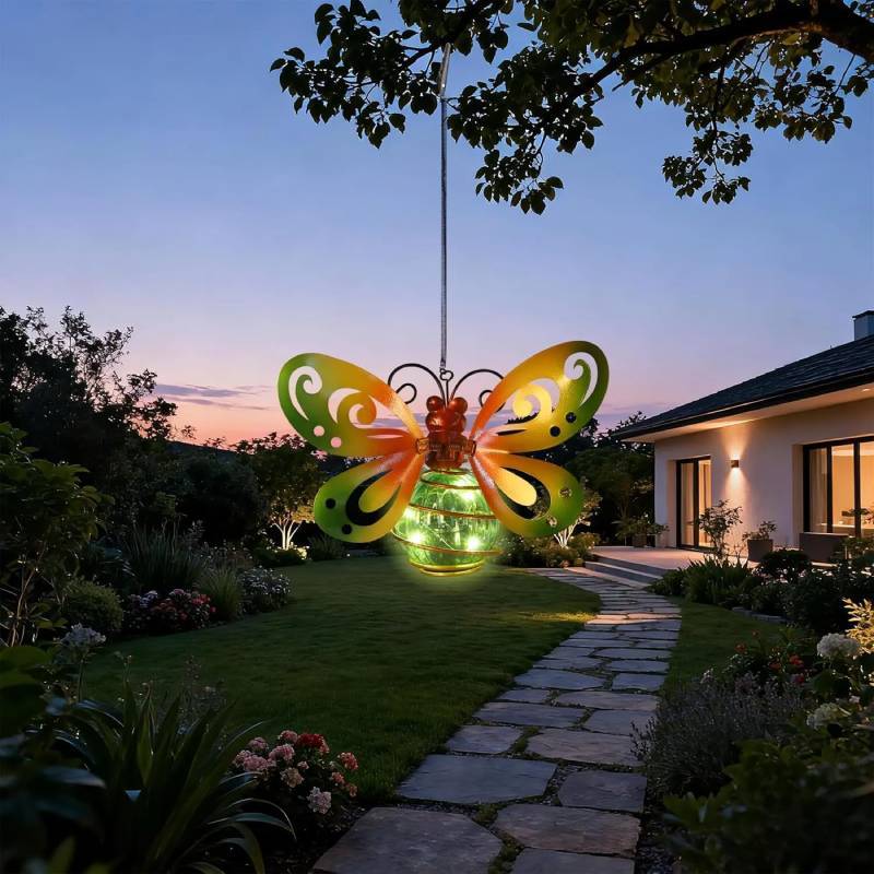 Solar Garden Light With Iron Figure And Warm Glow For Outdoor Decor