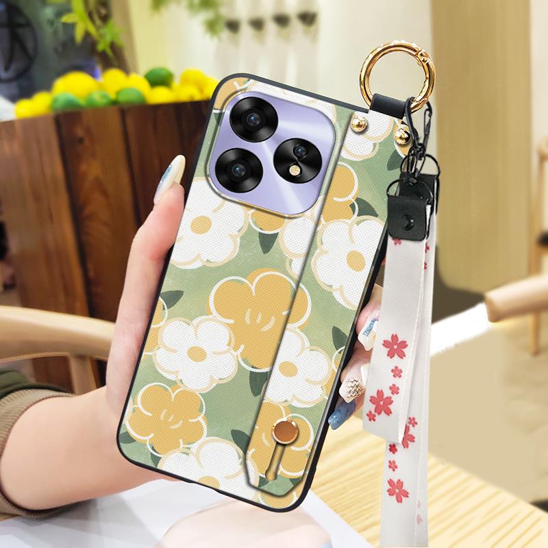 Fashion Design Wrist Strap Phone Case For UMIDIGI A15/A15C Protective Ring Anti-dust Back Cover Anti-knock Wristband