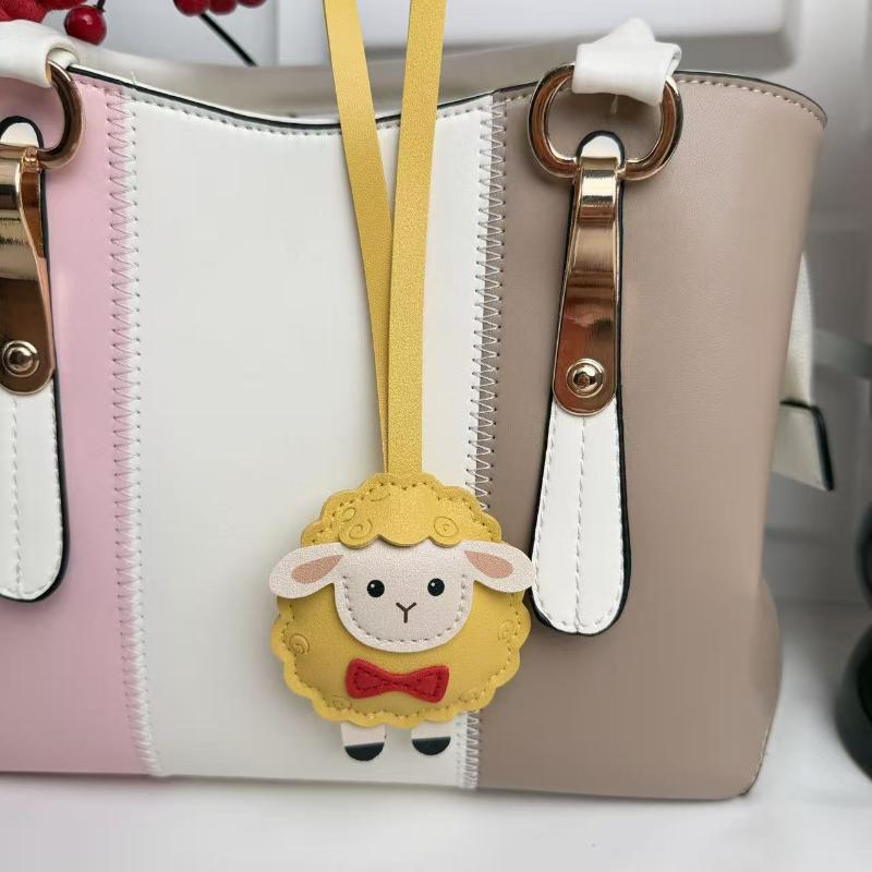 2027 Lunar New Year Goat Pendant Durable Pu Sheep Bag Keychain Decor For Handbags Backpacks Gift For Friends