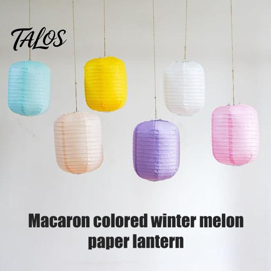 Easy Assemble Paper Lights 6Pcs Foldable Pastel Lanterns, Long Winter Melon Shaped Hanging Ceiling Decorations Decor for Wedding Birthday Party,