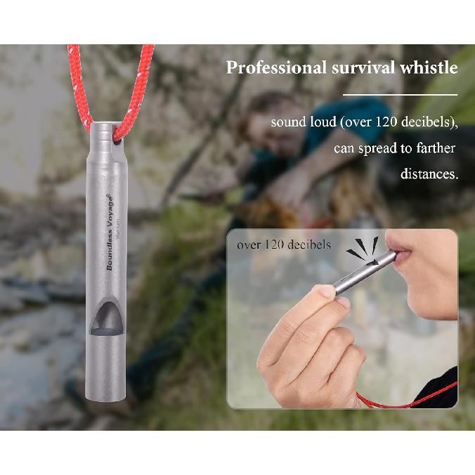 Boundless Voyage Titanium Whistle Emergency Survival Safety Whistles with Lanyard Loud for Outdoor Camping Hiking Coaches Training Sports Keychain