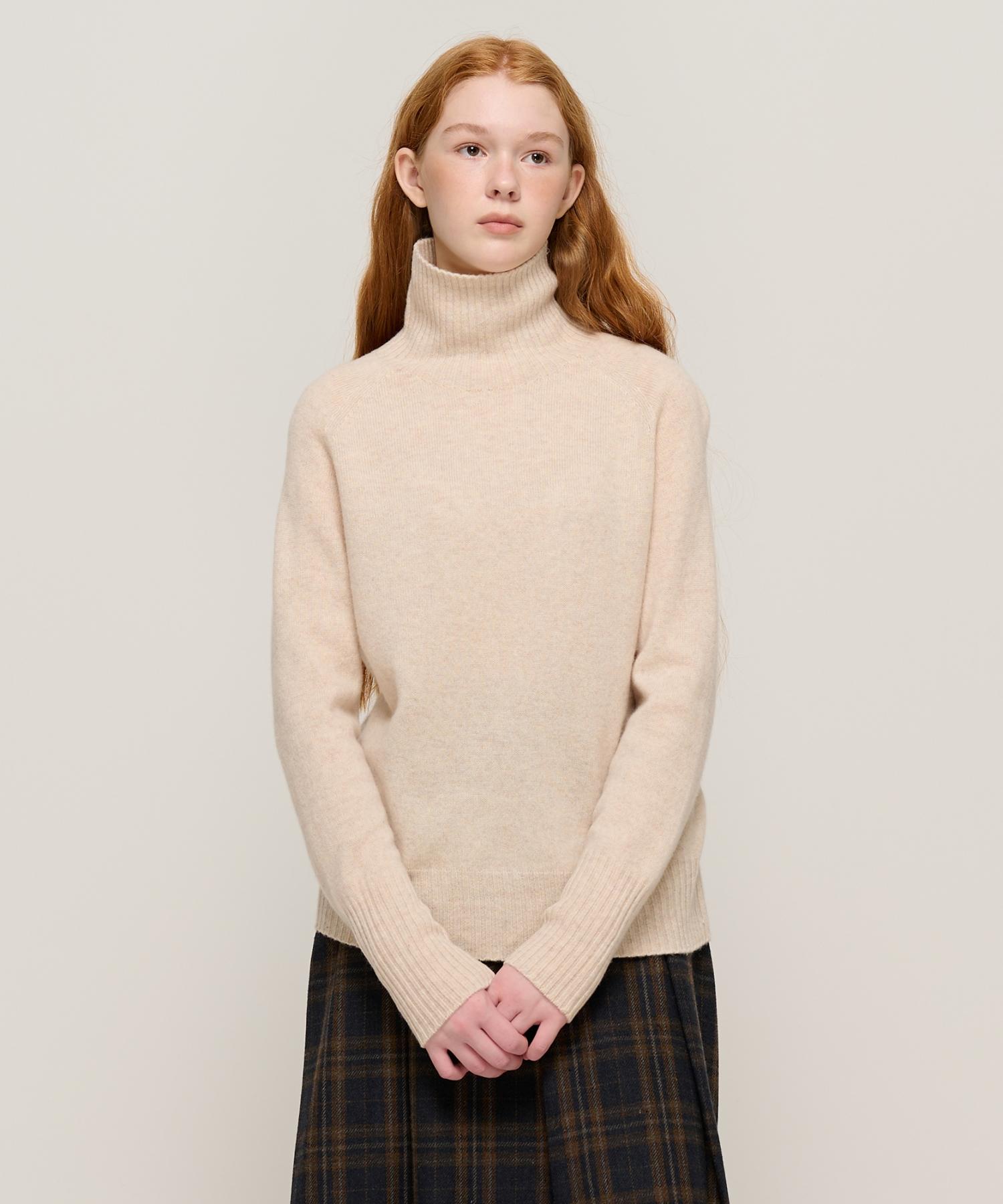 Cargo Bros For Woman Premium Wool Wholegarment High-Neck Knit (Beige) Free