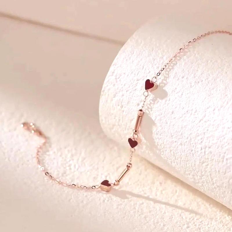 

Двусторонняя эмалевая цепочка в форме сердца, шикарный браслет, подарочный браслет из нержавеющей стали, модный шарм, корейские золотые украшения для женщин