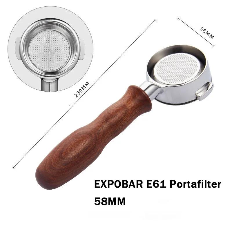 

Ручной пресс однослойный фильтр с ручкой из цельного дерева E61 кофемашина бездонный портафильтр набор, совместимый с 58-мм групповой головкой