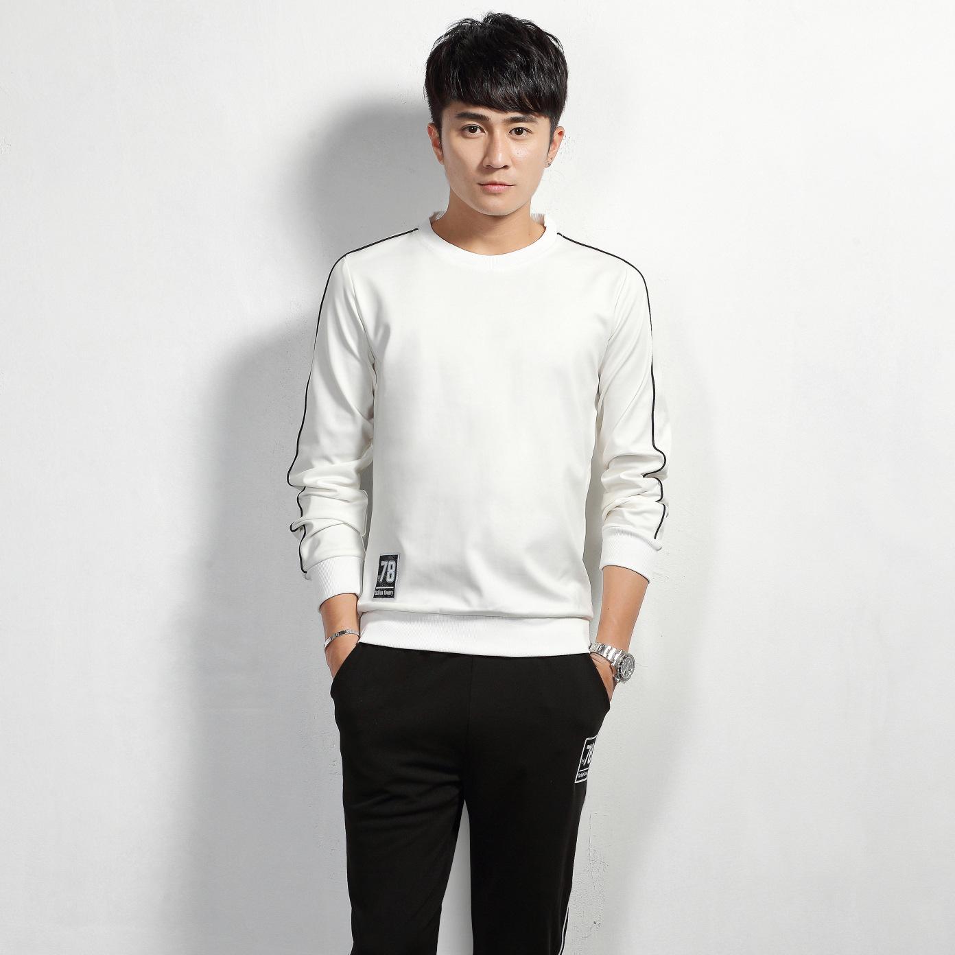 

Весенний мужской спортивный костюм, водолазка, свитер, брюки из двух частей M белый