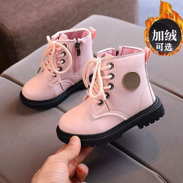 Children's Martin boots girls baby short boots autumn and winter 2025 new British style boys soft bottom velvet girls versatile