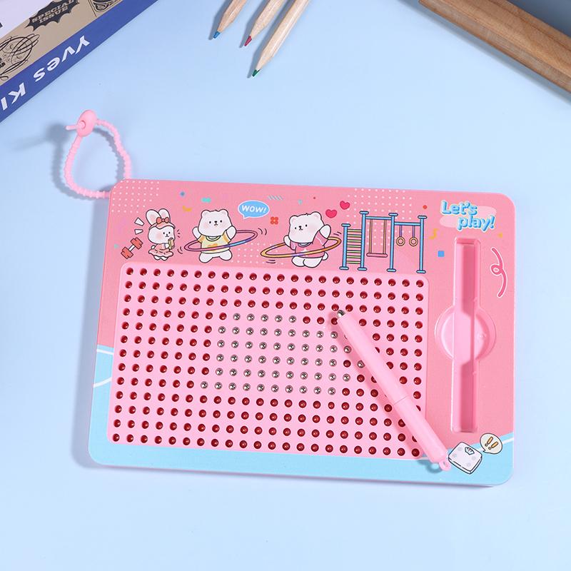 Eye-Catching Cartoon Steel Ball Doodle Board Keychain; Magnetic Sketch Pad Puzzle Toy For Backpack Accessory.